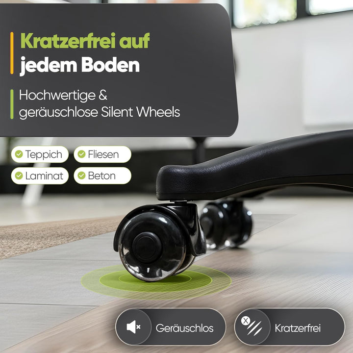 Bürohocker Ergonomisch [TESTSIEGER] Rollhocker Sitzhocker Höhenverstellbar [48-68cm] Ergonomischer H