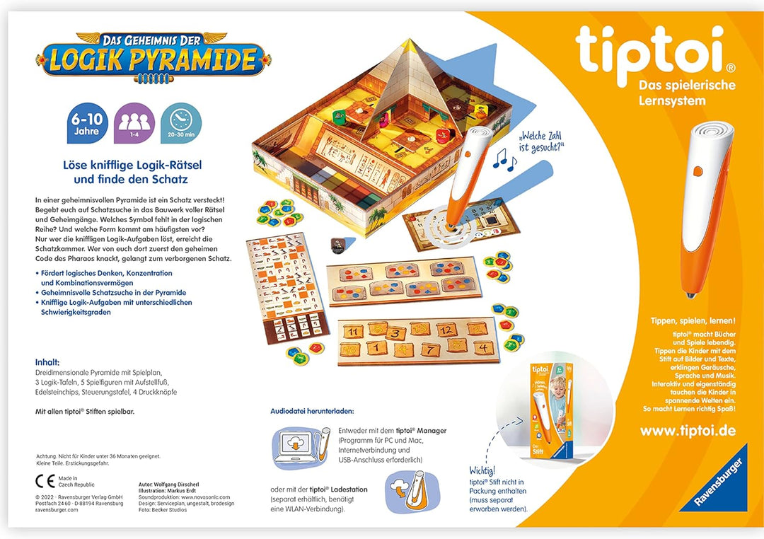 Ravensburger tiptoi Spiel 00120 Das Geheimnis der Logik-Pyramide - Lernspiel ab 6 Jahren, Logikspiel