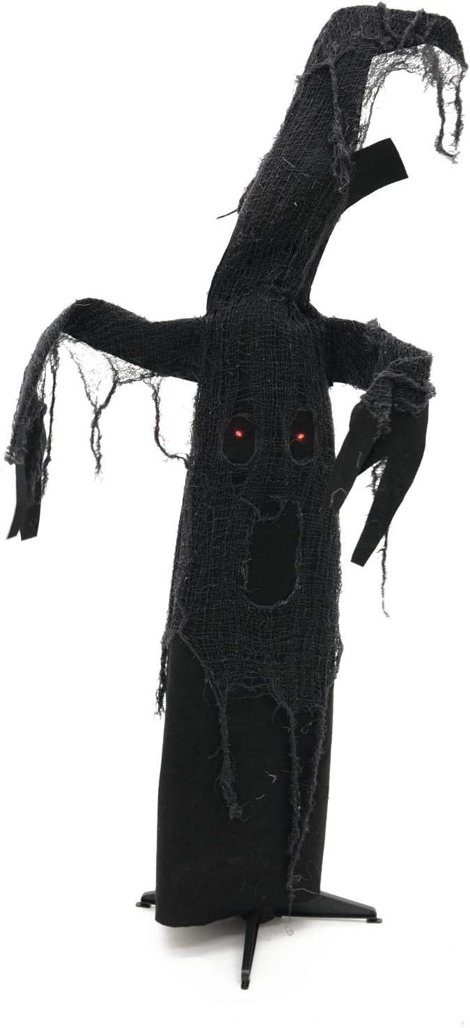 EUROPALMS Halloween Schwarzer Baum, animiert 110cm / Schwarzer Geisterbaum, der Sich zu Geräuschen b