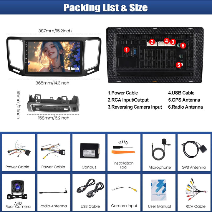 CAMECHO 2+64G Android 13 Navi Autoradio für VW Sharan II 7N Seat Alhambra II 2012-2015 mit 9 Zoll To
