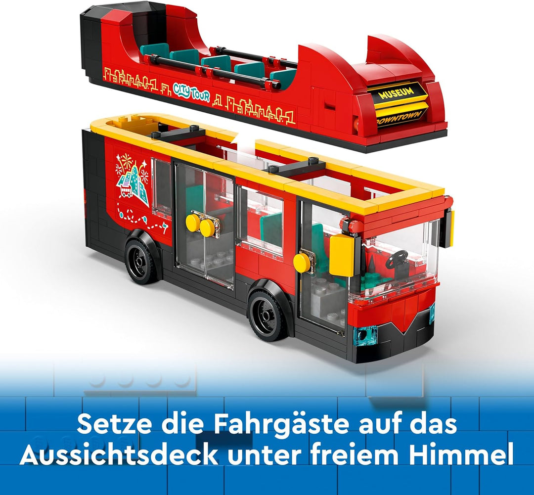 LEGO City Doppeldeckerbus, Doppeldecker Spielzeug-Bus, Fahrzeug-Spielset für Mädchen und Jungen ab 7