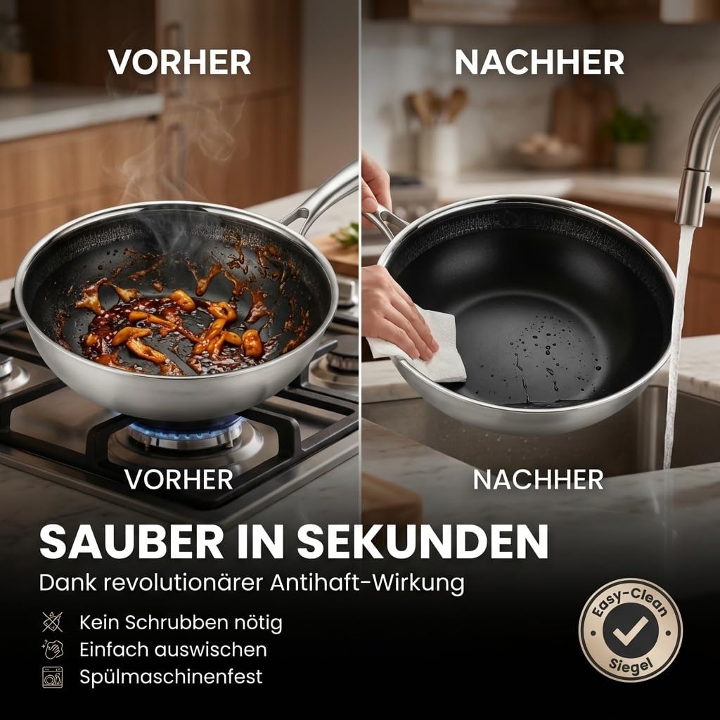 FIXLINE® BLACK FOREST Wokpfanne 28cm - Keramische Beschichtung - alle Herdarten inkl. Induktion - Ba