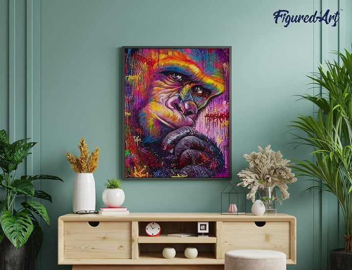 Figured'Art Diamond Painting Erwachsene 40x50cm Ganze Leinwand gerollt Bunter King Kong 5D Bilder Ec