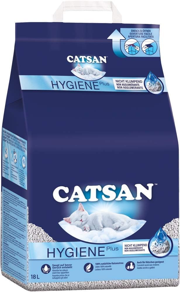 Catsan Hygiene Plus – Weisse Hygienestreu mit Extra-Mineralschutz (36L), 36L