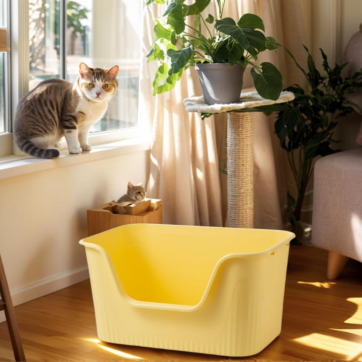 Katzenklo Gross 44x38x22cm, Katzenklo Hoher Rand Ohne Deckel, Katzentoiletten Offen, Spritzwasserges