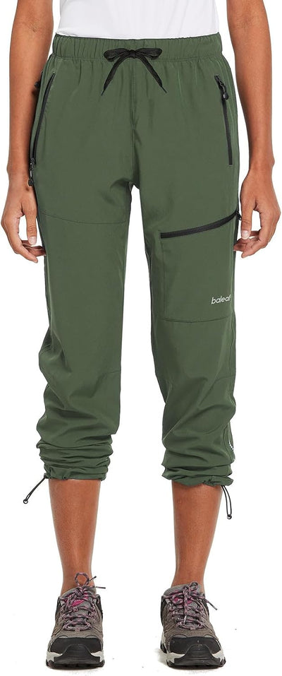 BALEAF Damen Outdoorhose Wanderhose Wasserdicht Schnelltrocknend Leicht Trekkinghose Capris UV Schut