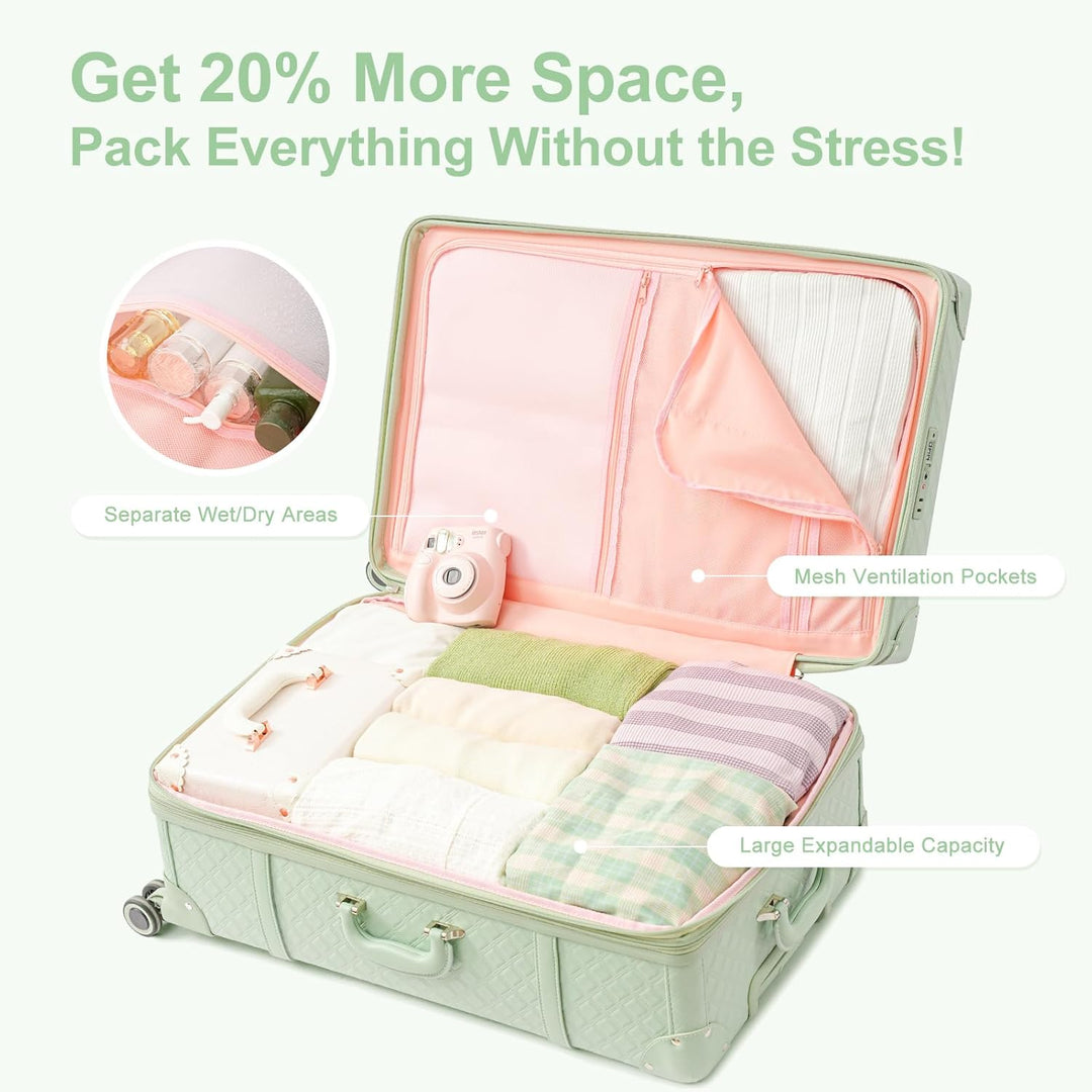Urecity Vintage Reisekoffer Set 2 Teilig Leicht Retro Lederkoffer Hartschale Trolley Handgepäck Sets