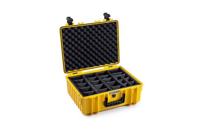 B&W Transportkoffer Outdoor - Typ 6000 - Gelb mit variabler Facheinteilung - Wasserdicht nach IP67 Z