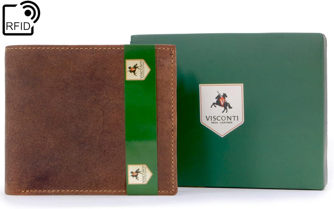 VISCONTI - Leder - Herrengeldbörse aus Echtleder - Kreditkartensteckplätze & mit Geschenkbox - Jäger