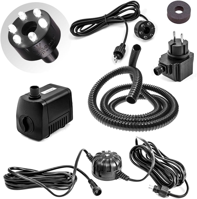 CLGarden DIY Set Springbrunnen Pumpe SP1-SL mit LED-Beleuchtung und automatischer Lichtsteuerung