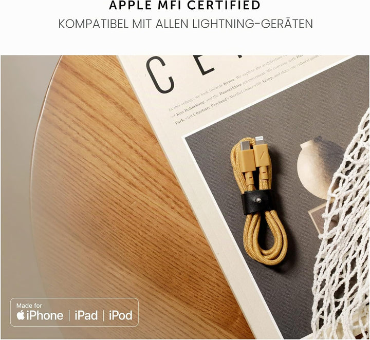 Native Union Belt Cable USB-C auf Lightning – ca. 1.2 m (4 ft.) Ultrastarkes, Verstärktes Kabel [MFi