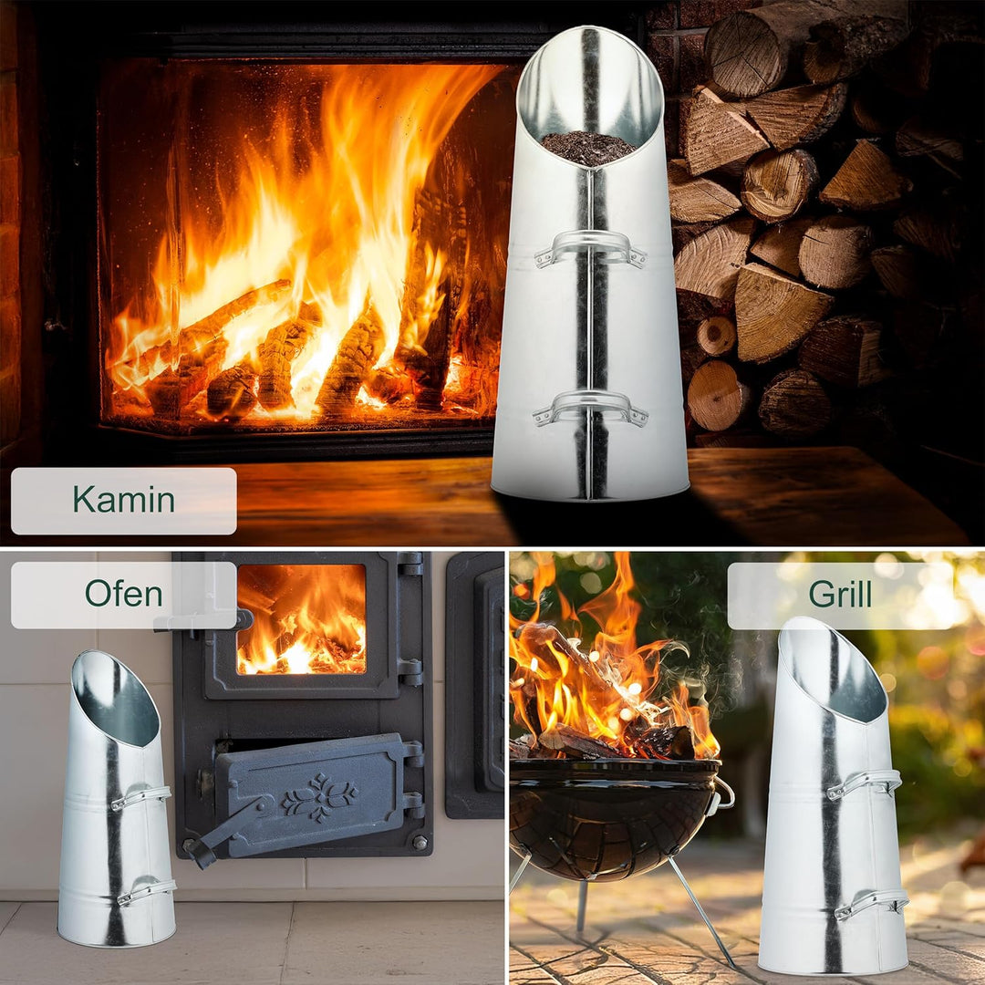 Relaxdays Kohlenschütte, 16 Liter, Eisen, Kohleeimer mit 2 Griffen, Pelletschütte zum Nachfüllen, Ka