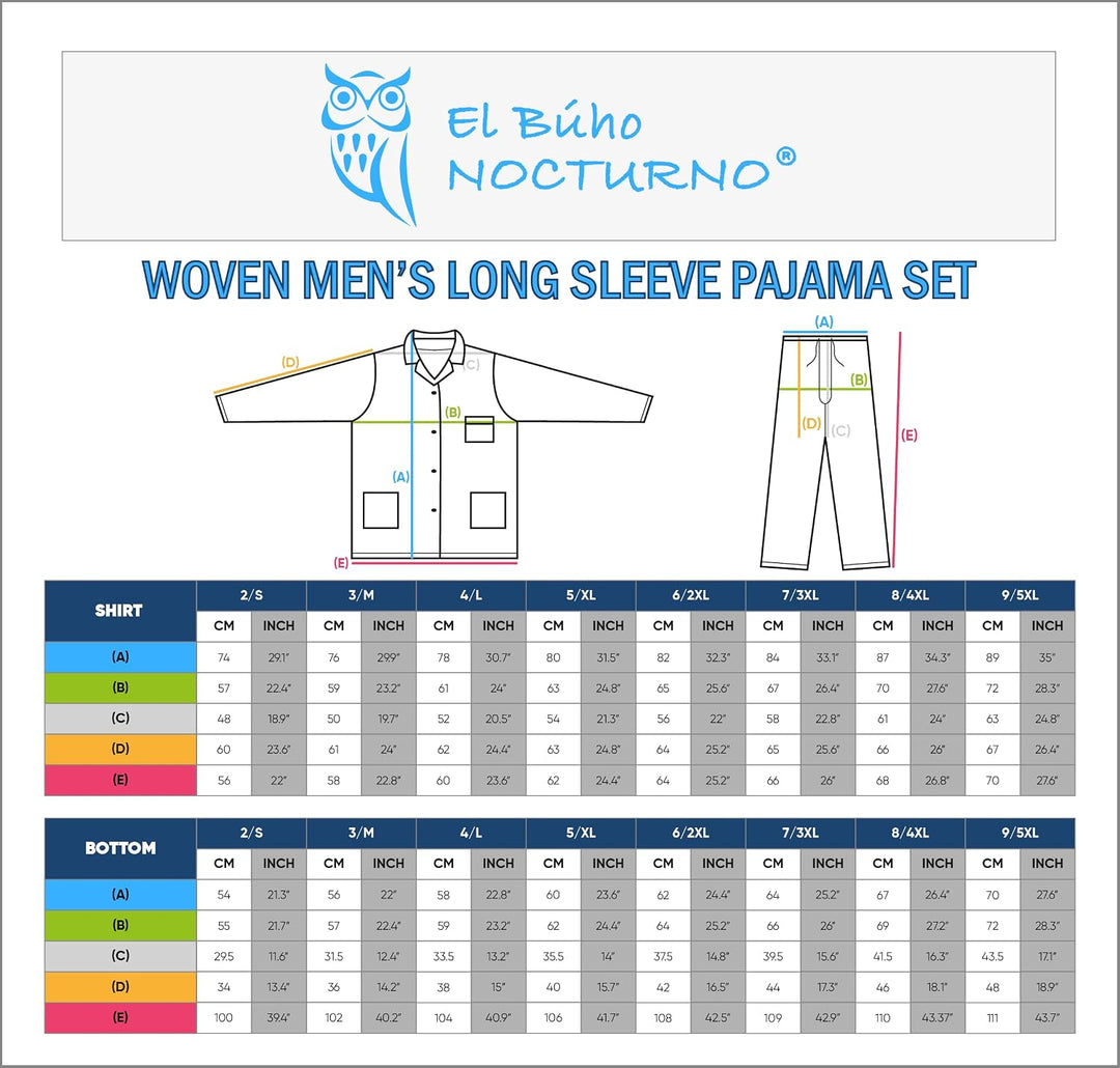 El Búho Nocturno Schlafanzug Herren Lang Baumwolle Pyjama Für Herren Klassisch Revers Knopfjacke Kar