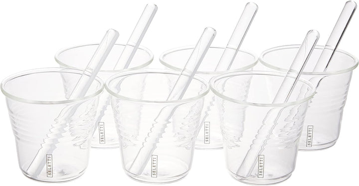 Seletti Vorratsdose Kaffee Tassen und Rührlöffel, Glas, transparent, Set 6