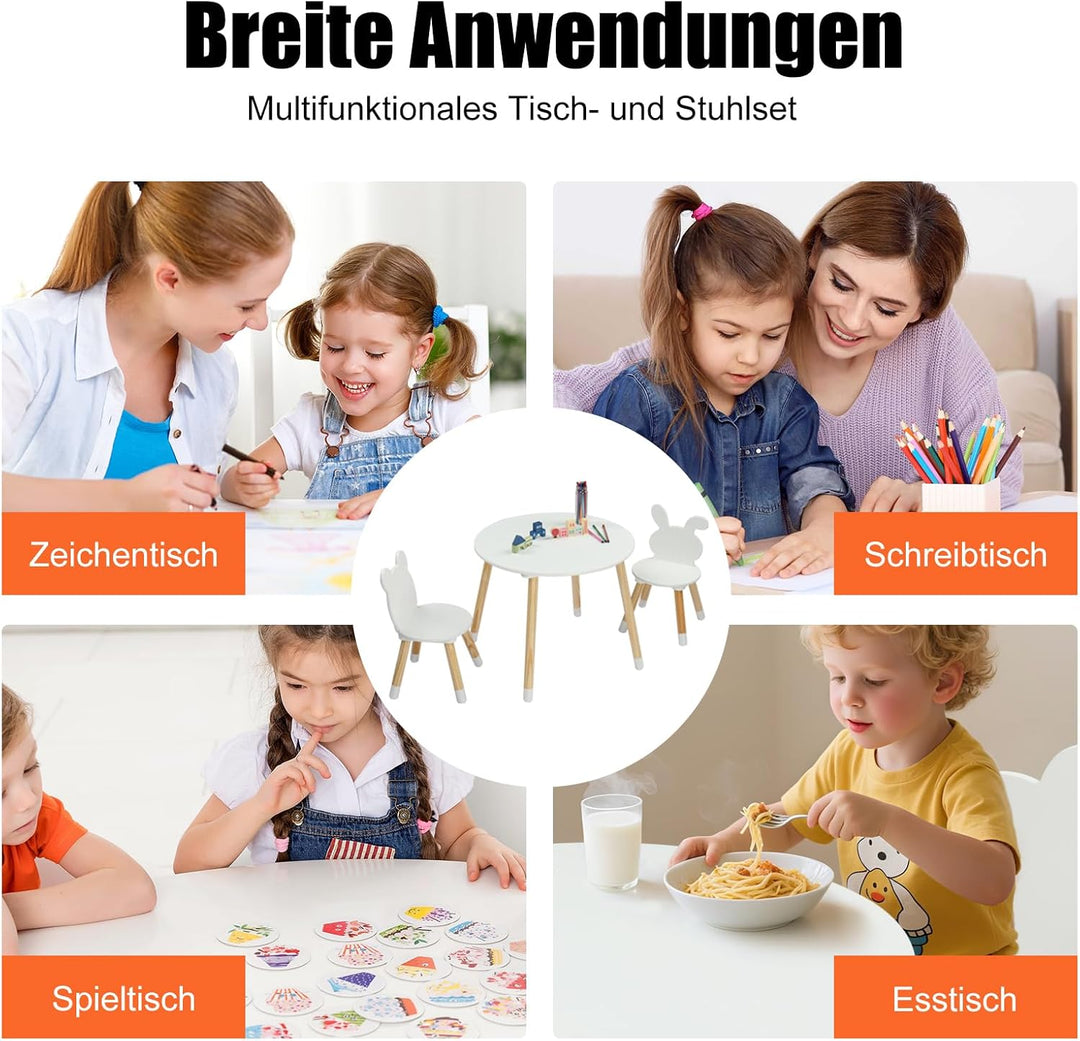 LALAHO Kindertisch mit 2 Stühle，Sitzgruppe Kinder，Kinder Schreibtisch/Maltisch für，Spieltisch，mit Ki