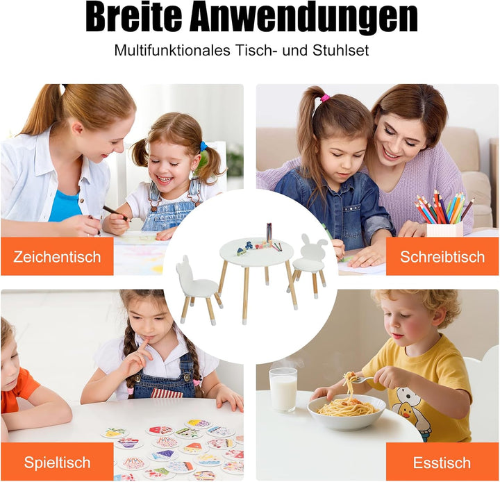 LALAHO Kindertisch mit 2 Stühle，Sitzgruppe Kinder，Kinder Schreibtisch/Maltisch für，Spieltisch，mit Ki
