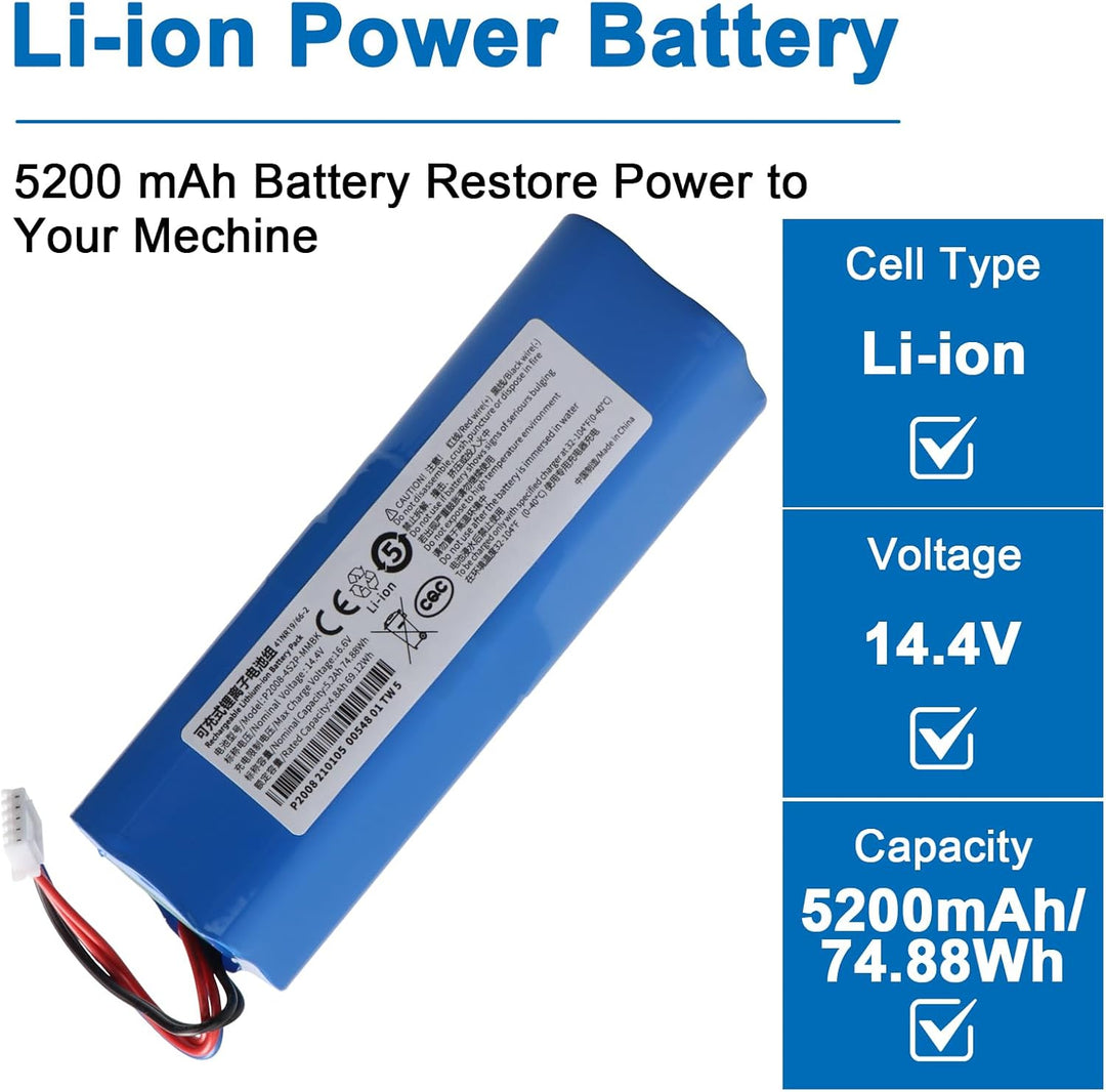 5200mAh S10-LI-144-5200 Ersatzakku, Kompatibel mit Ecovacs Deebot T5 T8 T8+ T9 T9+, Ozmo 950 T10 T9