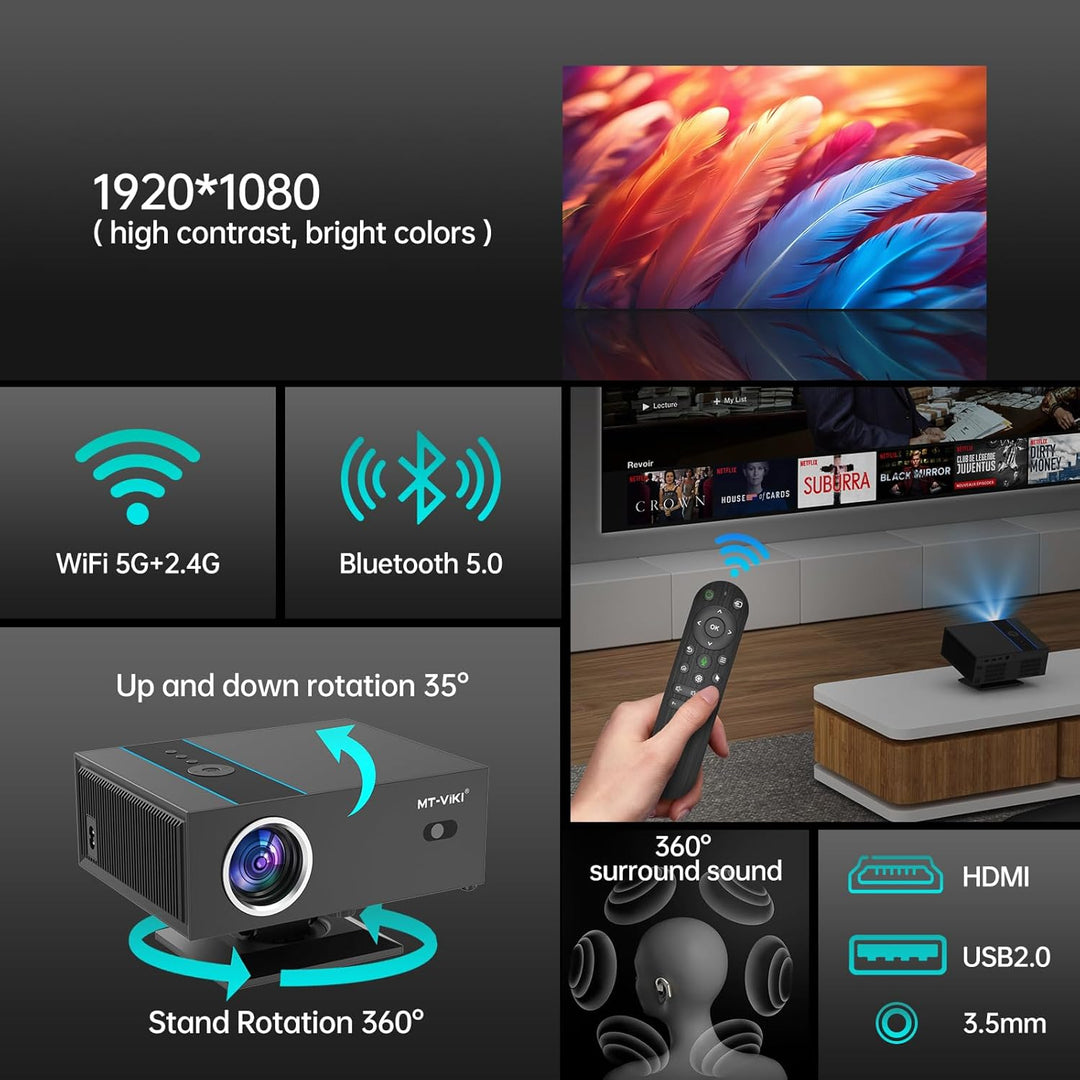 MT-VIKI 4K Smart Beamer DLP Projektor Unterstützt 320 ANSI Autofokus + Auto-Trapez + Hindernisvermei