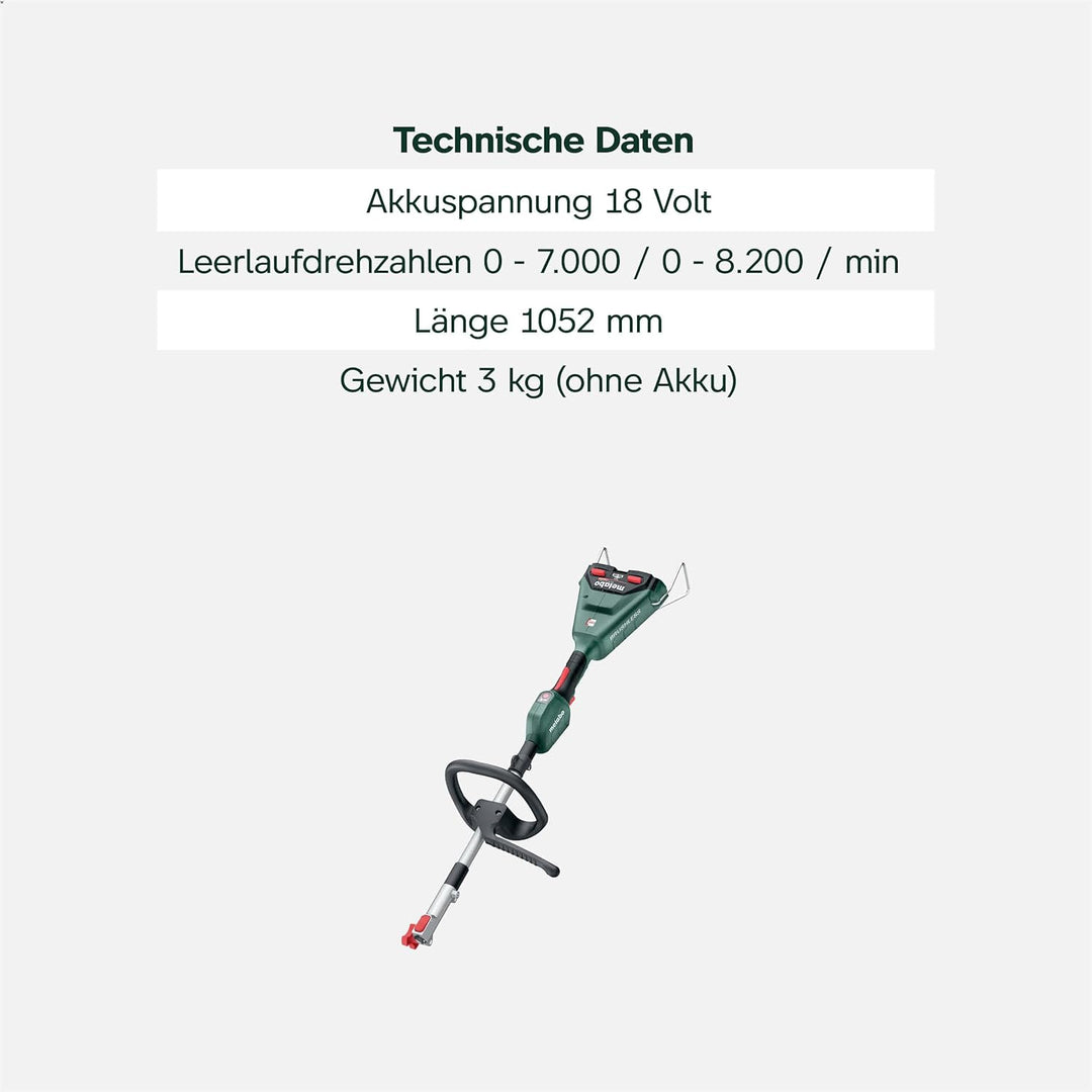 metabo Akku-Multifunktionsantrieb MA 36-18 LTX BL Q – 601725850 – 18 V – Akku-Antrieb für die Aufsät