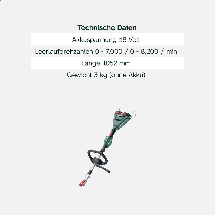 metabo Akku-Multifunktionsantrieb MA 36-18 LTX BL Q – 601725850 – 18 V – Akku-Antrieb für die Aufsät