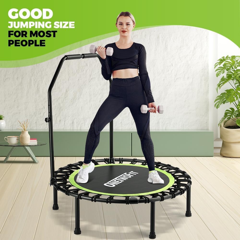 ONETWOFIT klappbares Trampolin für Erwachsene, 101/107/114/cm Mini Fitness Trampolin W/einstellbare