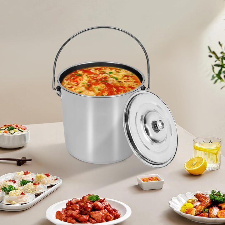 Eimer Edelstahleimer Kücheneimer Futtereimer Milcheimer Sektkühler EIS-Eimer mit Edelstahl Deckel,6L