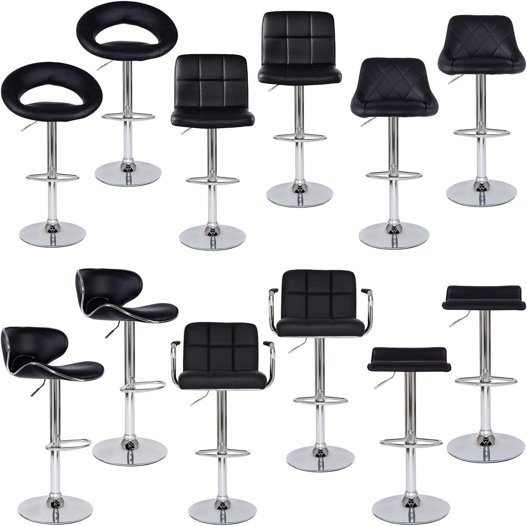 dibea Barhocker 2er-Set Kunstleder Barstuhl 360° drehbar höhenverstellbar Schwarz, Modell 4 Modell 4