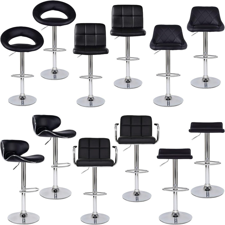 dibea Barhocker 2er-Set Kunstleder Barstuhl 360° drehbar höhenverstellbar Schwarz, Modell 4 Modell 4