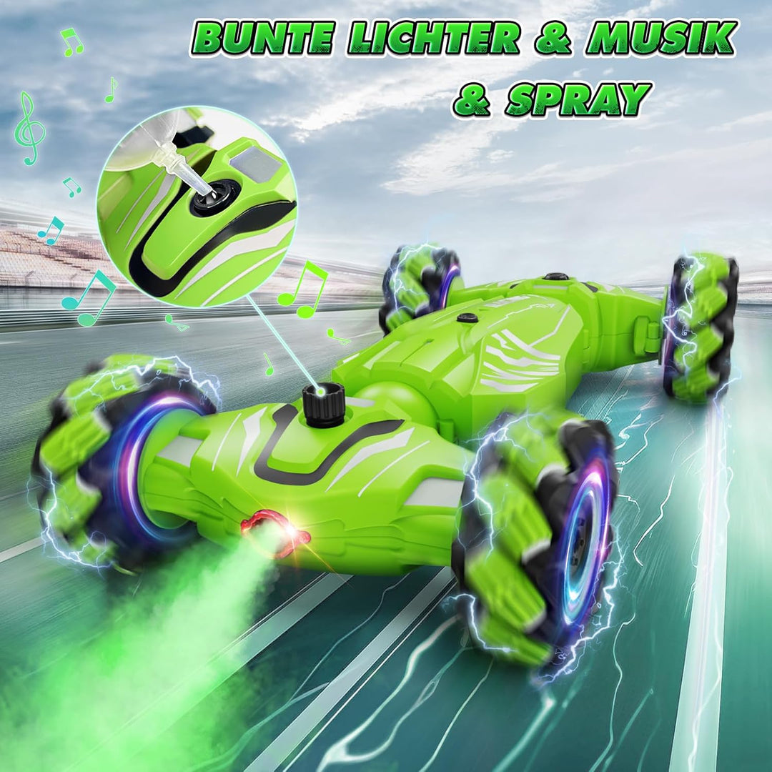 Dysaim Ferngesteuertes Auto, RC Stunt Car, 360°Drehung Drift 4WD RC mit Handsteuerung mit Licht Musi
