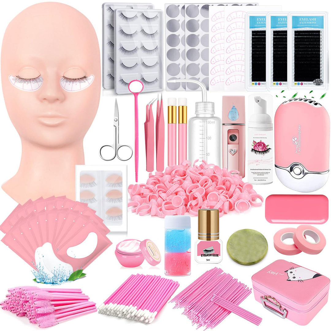 Lash Extension Kit Wimpern Praxis für Anfänger Professionelles Set mit Schaufensterkopf Abnehmbare A