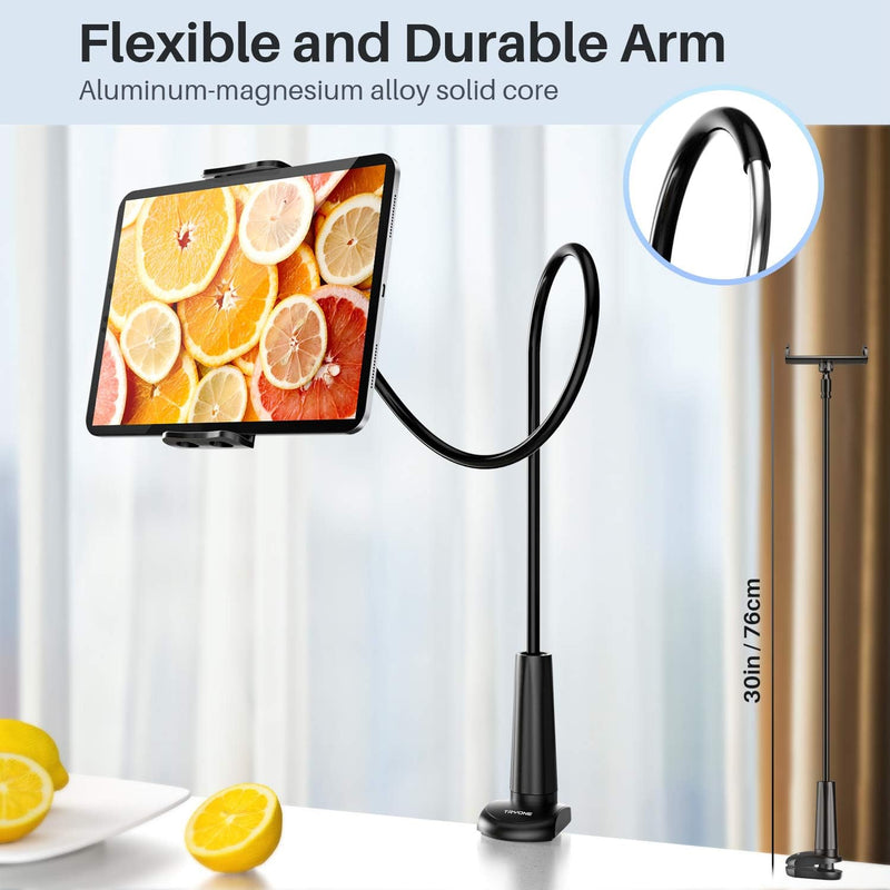 TRYONE Schwanenhals Tablet Halterung, Tablet Halter – Flexibler Verstellbarer Arm im Bett für Ipad/H