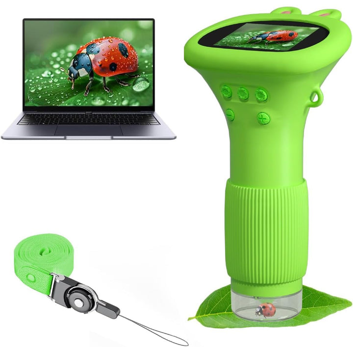 Daxiongmao Kinder-Mikroskop mit 2,0 Zoll IPS-Display, USB-Anschluss für PC, 8 LED-Beleuchtung, 200-1