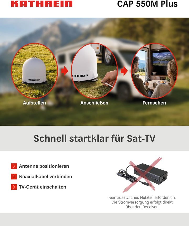 KATHREIN Cap 550M Plus – Vollautomatische Camping-Sat-Antenne – Weiss