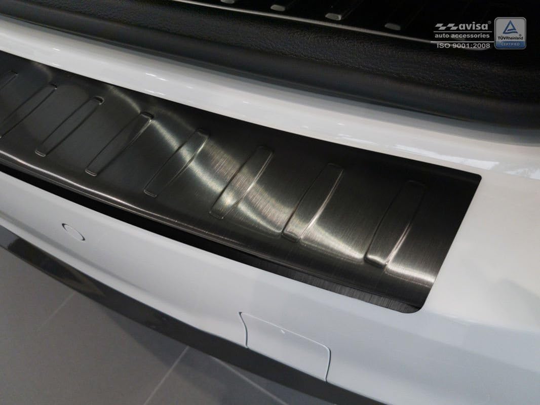 Avisa Schwarz Edelstahl Heckstossstangenschutz kompatibel mit BMW X3 F25 Facelift 2014-2017 'Ribs'