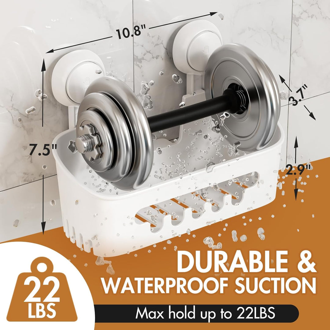 LEVERLOC Duschablage ohne Bohren mit Saugnapf Stabiles Badezimmer Regal aus Edelstahl, Wasserdicht &