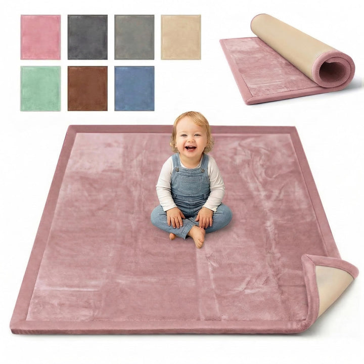 BabybeFun Krabbelmatte Baby - kuschelig weich - 3cm Dicke Spielmatte - schützt vor Stössen - Teppich