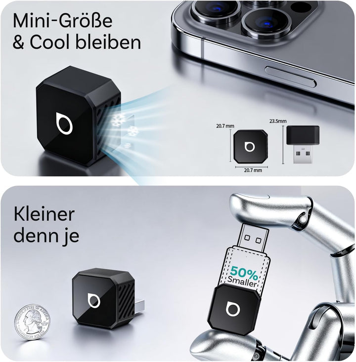OTTOCAST Mini Pot 2025 Upgraded, 2-in-1 CarPlay & Android Auto Wireless Adapter für iOS 10+/Android
