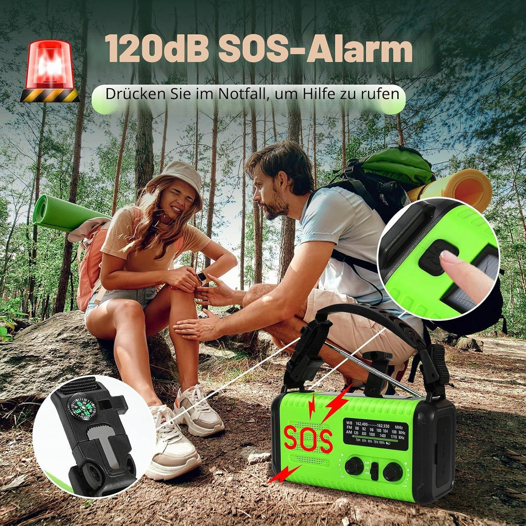 Notfall-Solar-Kurbelradio mit 20.000 mAh, AM/FM NOAA tragbares Wetterradio mit USB-Aufladung, Handy-