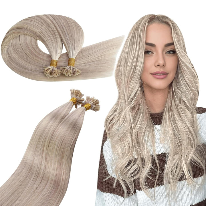 Ugeat Bonding Extensions Echthaar Keratin U Tip 45cm Keratin Haarverlängerung Extensions Bonding Ges