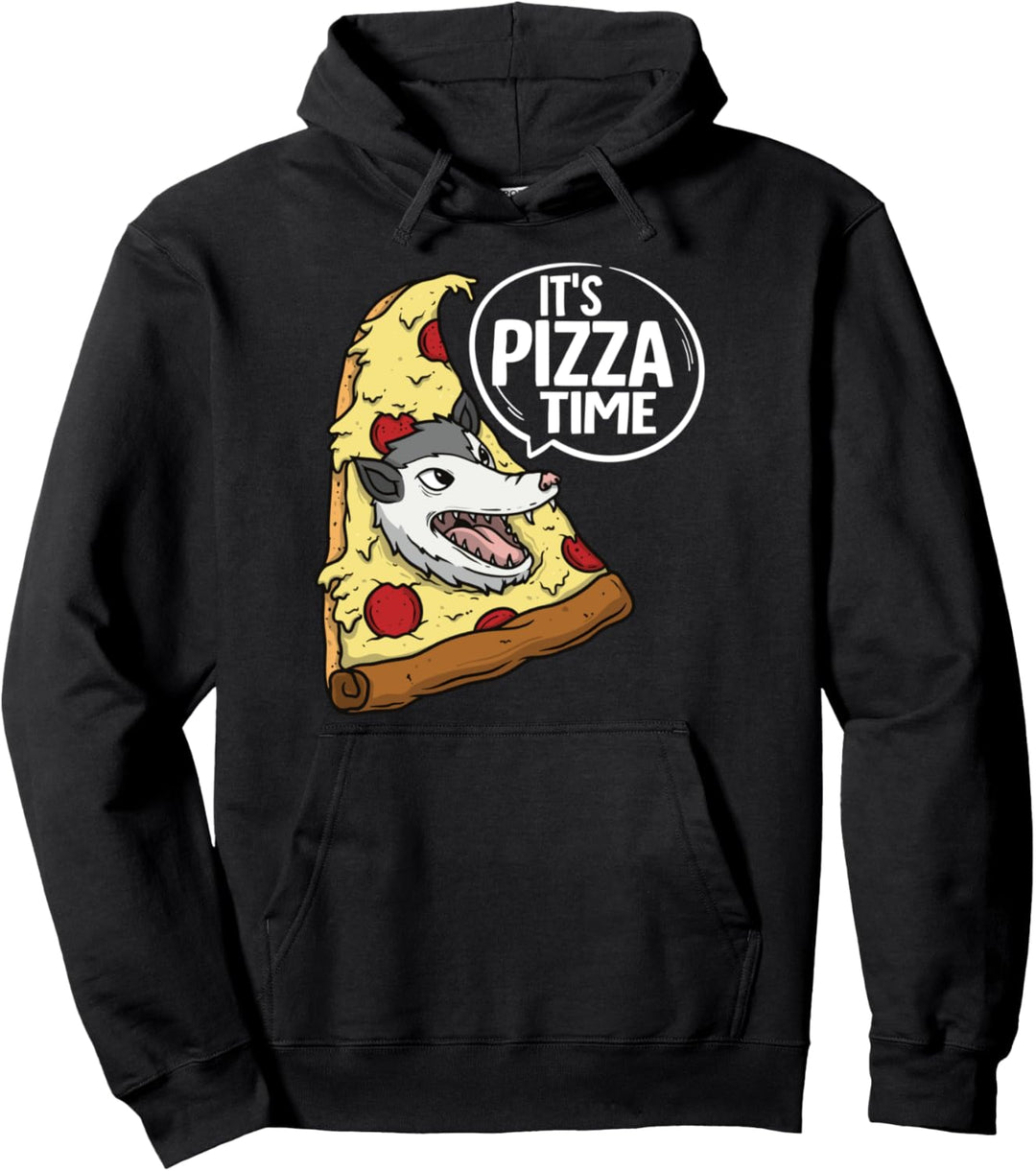 Funny Opossum It's Pizza Time Possum Workout Pullover Hoodie