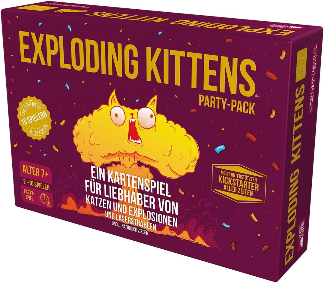 Exploding Kittens, Exploding Kittens – Party-Pack (Auflage 2024), Grundspiel + Erweiterung, Partyspi