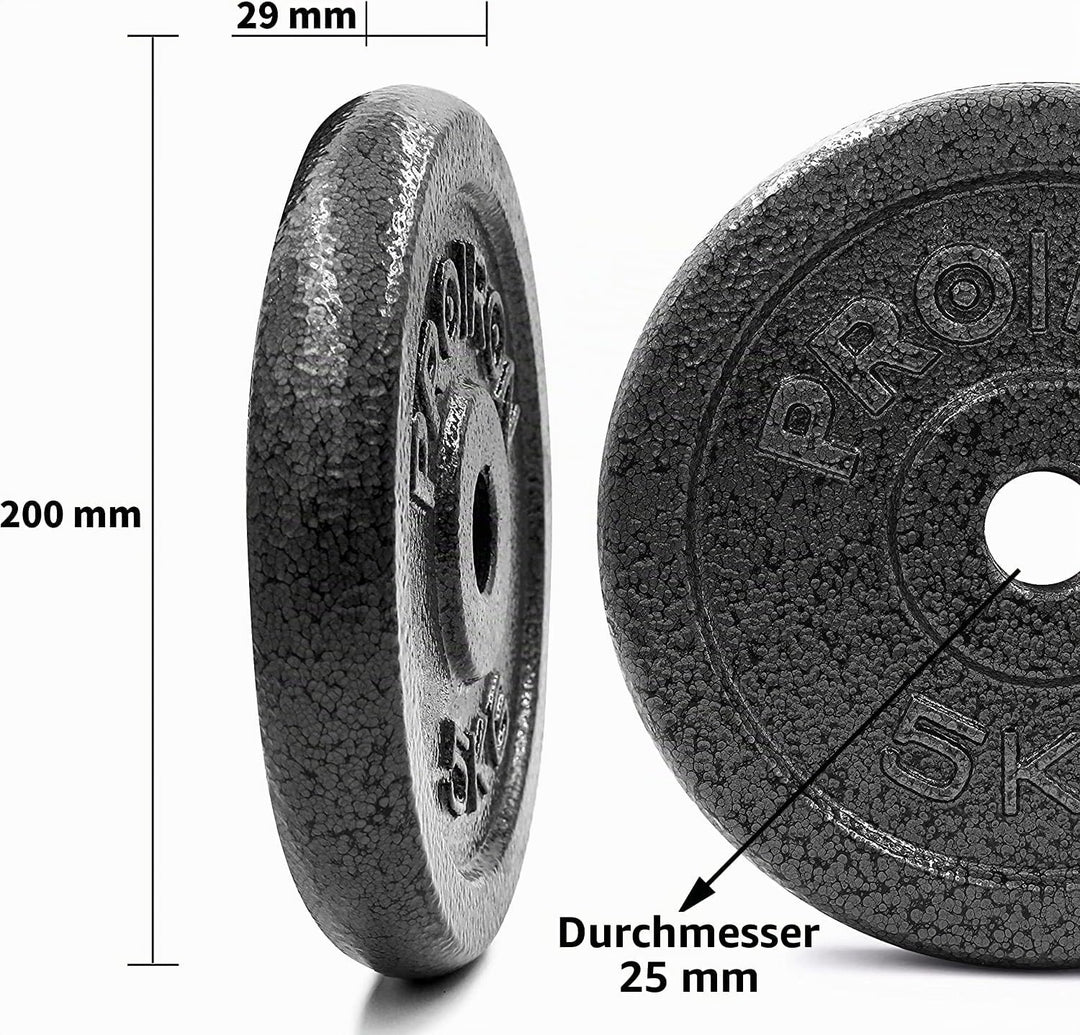 PROIRON Hantelscheiben Set Gusseisen mit 25mm Bohrung, 1,25kg/2,5kg/5kg/10kg Guss Scheiben Gewichte