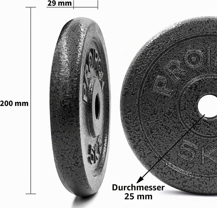 PROIRON Hantelscheiben Set Gusseisen mit 25mm Bohrung, 1,25kg/2,5kg/5kg/10kg Guss Scheiben Gewichte