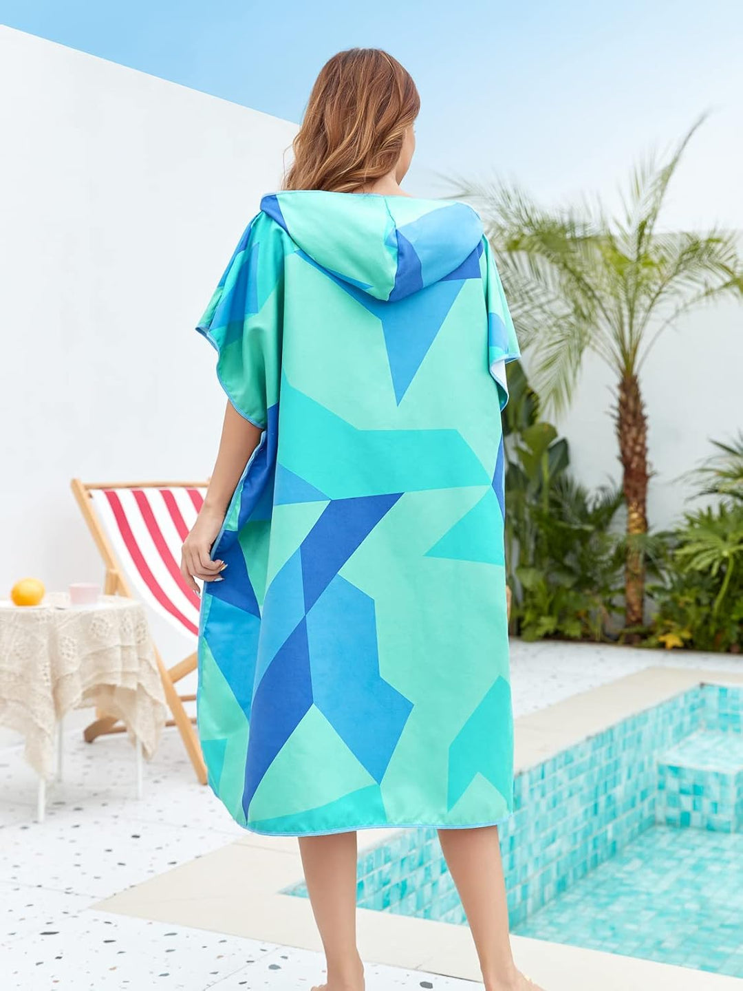 FLYILY Microfaser Surf Poncho Handtuch mit Kapuze Bademantel zum Schwimmen und Strand wechseln Einhe