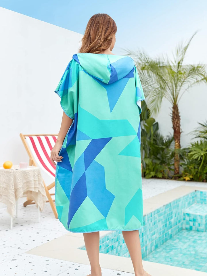 FLYILY Microfaser Surf Poncho Handtuch mit Kapuze Bademantel zum Schwimmen und Strand wechseln Einhe
