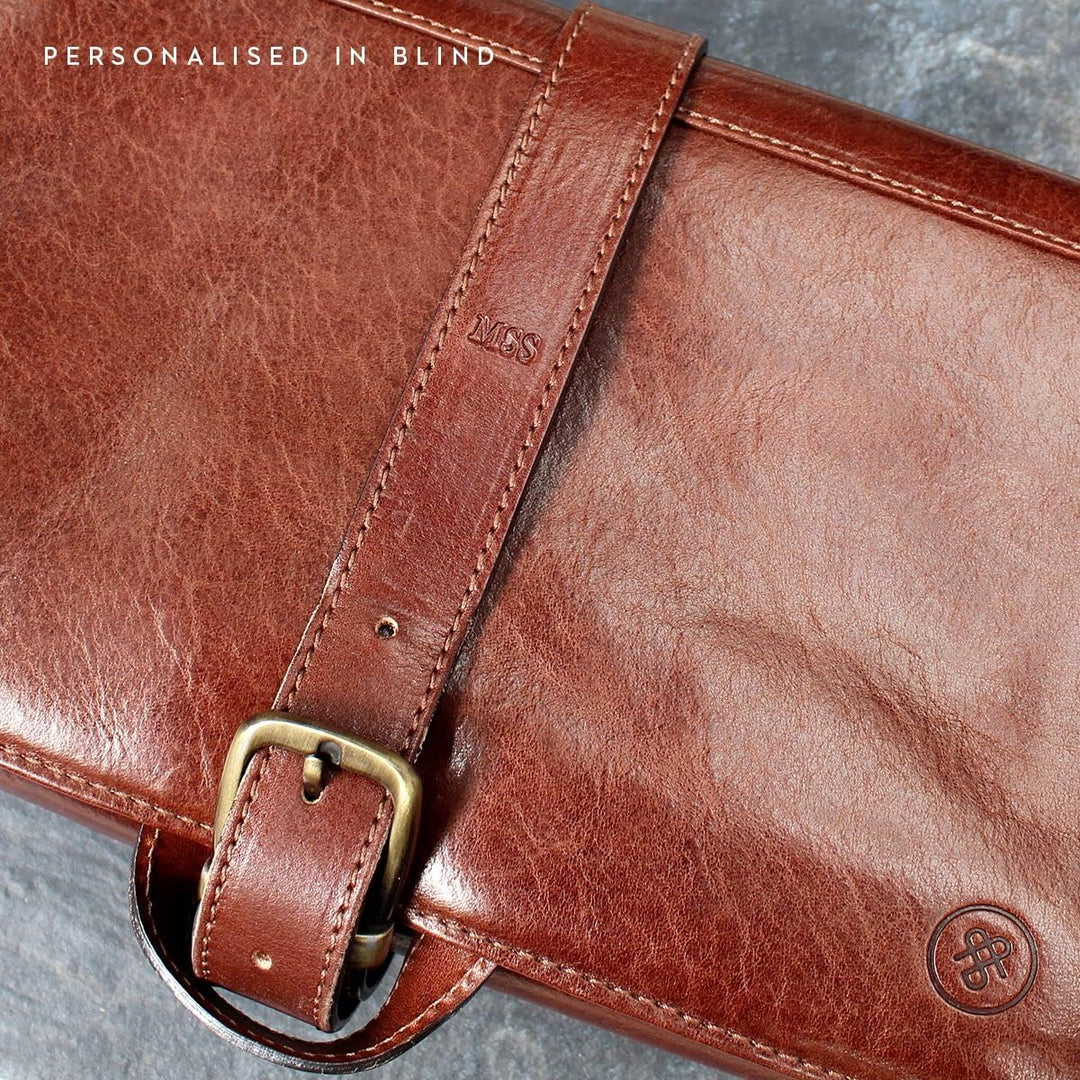 Maxwell-Scott Hochwertige Leder Kulturtasche Pratello in Schwarz, Schwarz