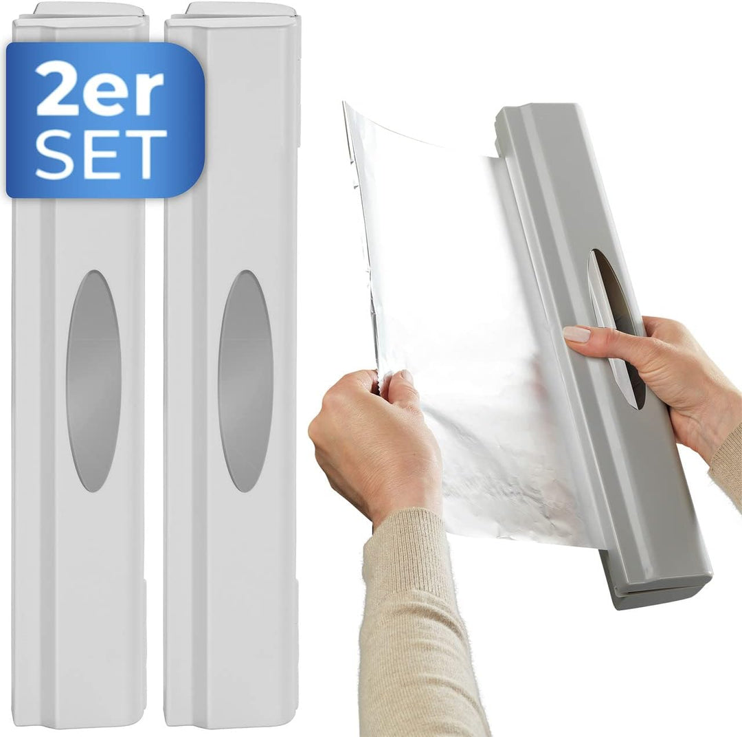 WENKO Folienschneider Perfect-Cutter, 2er Set, praktischer Abroller für Frischhaltefolie und Alufoli