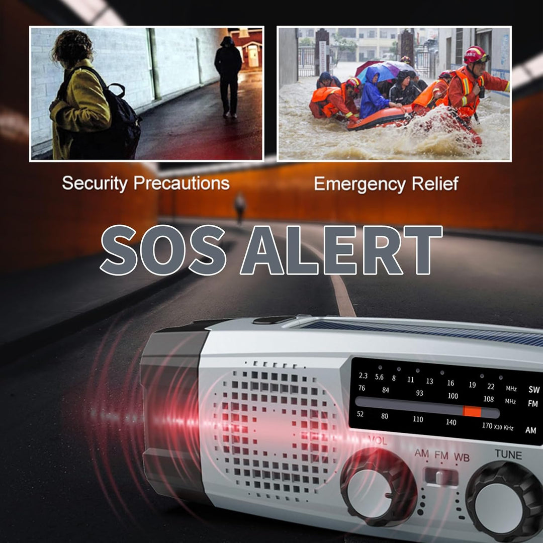 Notfallradio, FM AM SW NOAA Solar Radio Tragbar Kurbelradio mit LED Taschenlampe USB Handy Ladegerät