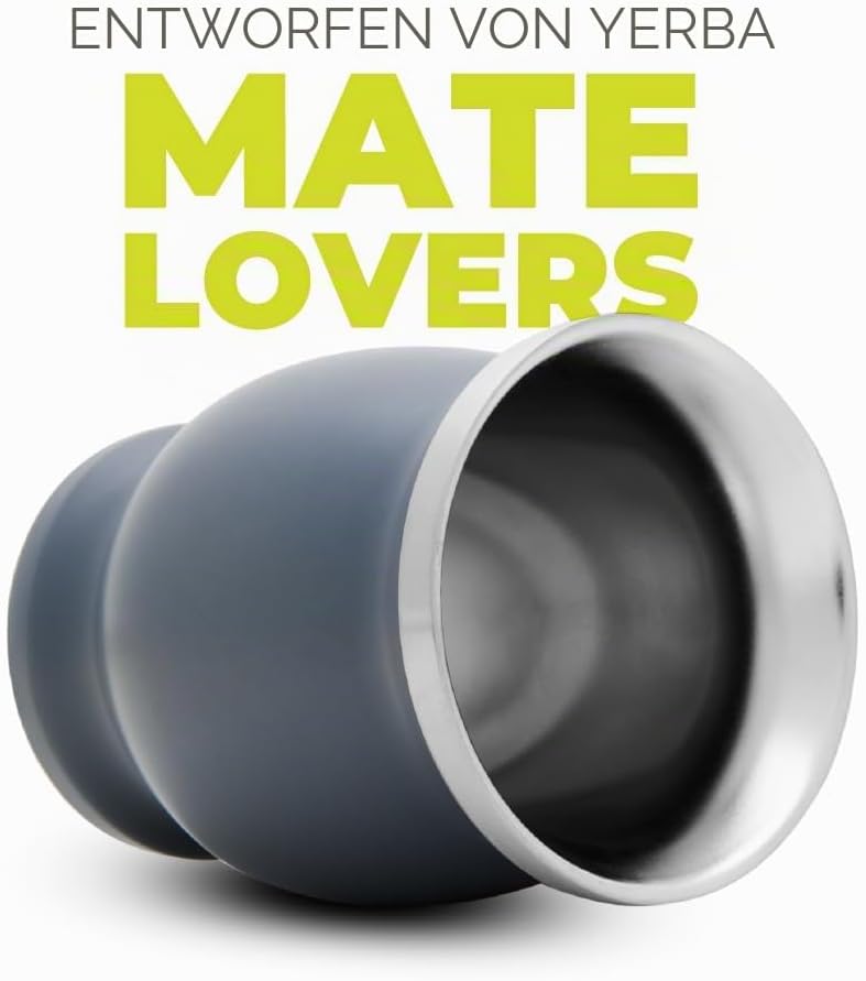 balibetov Yerba Mate Becher Set aus Edelstahl mit Bombilla für Mate Dunkelgrau 237 ml, Dunkelgrau 23