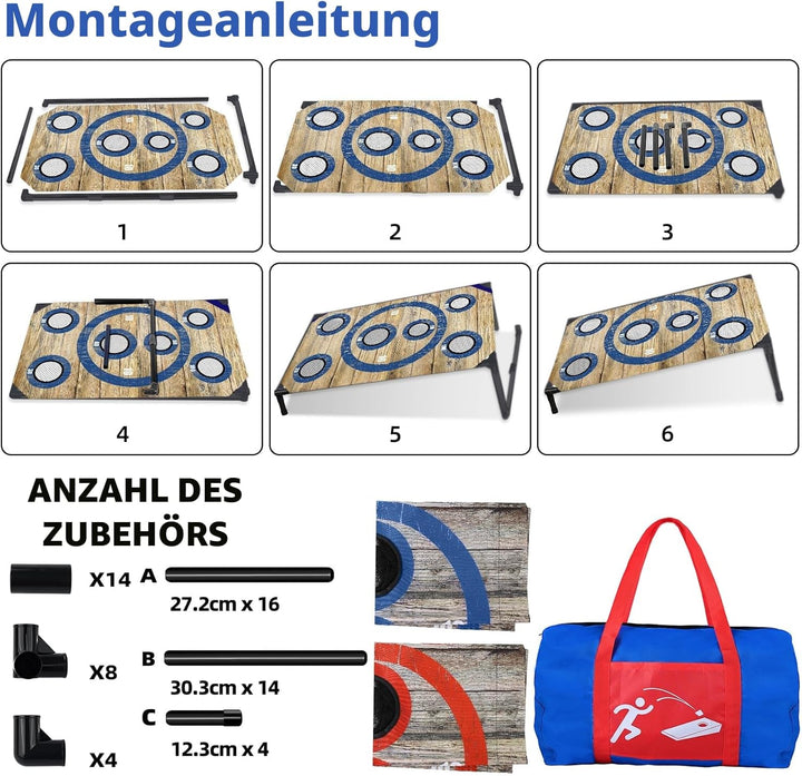 NZQXJXZ Cornhole Spiel Outdoor, Tragbar Cornhole Toss Set mit 8 Cornhole Säckchen und Tragetasche, I